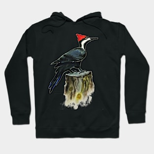 Pileated Woodpecker in Watercolor Hoodie